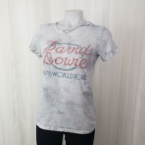 David Bowie 1978 World Tour tie dye slash neck tee shirt small